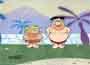 FLINTSTONES ON THE ROCKS Fred & Barney ready to Swim Original An